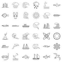Fototapeta premium Environment icons set, outline style