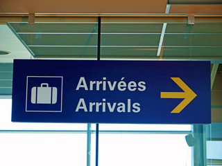 arrivals sign, airport