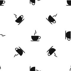 Cup of hot drink pattern seamless black