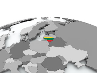 Flag of Lithuania on globe