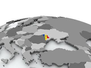 Flag of Moldova on globe