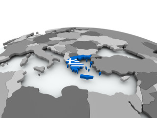 Flag of Greece on globe
