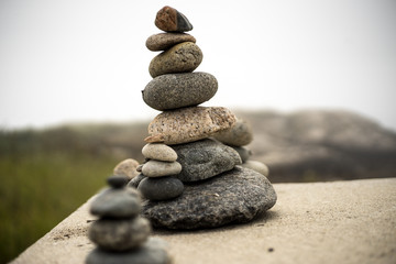 Fototapeta na wymiar zen stone balance rock arrangement angle 4