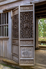 The antique old wooden door vintage style in Vietnam