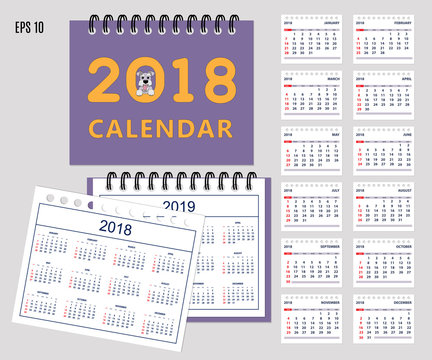 Kids Calendar For Wall Or Desk Year 2018, 2019