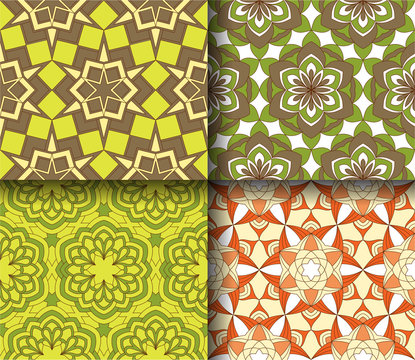 Set of seamless patterns tile with mandalas. Vintage decorative elements. Hand drawn background. Islam, Arabic, Indian, ottoman motifs. Perfect for printing on fabric or paper.