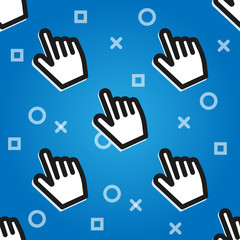 Obraz premium Clickbait. Cursors of the hand press the button. Digital Marketing