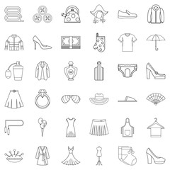 Needle icons set, outline style