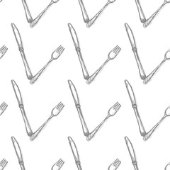 pattern knife fork hand drawing graphic background