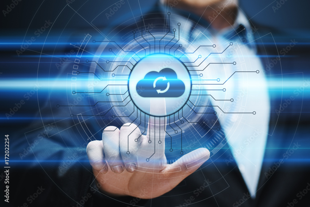 Poster cloud computing technology internet storage network concept