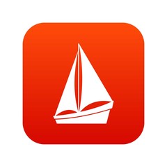 Small yacht icon digital red