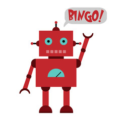 Vector illustration of a toy Robot and text BINGO!