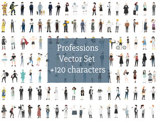Vector set of illustrated people - obrazy, fototapety, plakaty