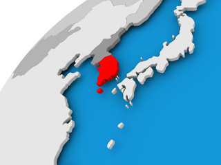 Map of South Korea in red