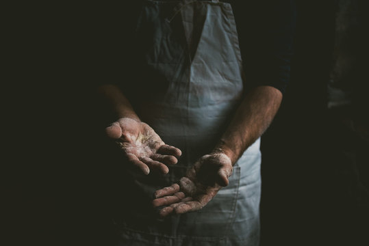 Hands of a bread maker