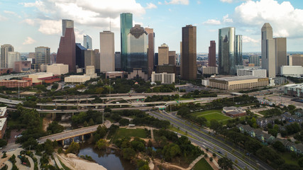 Fototapeta na wymiar Aerial view of downtown Houston building city, Texas