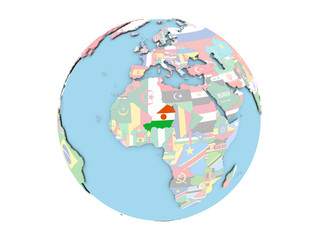 Niger on globe isolated