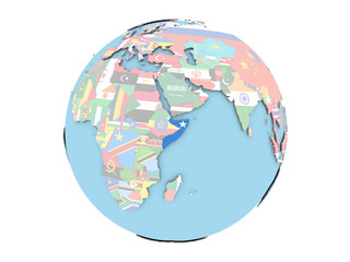 Somalia on globe isolated