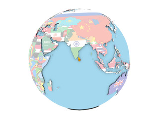 Sri Lanka on globe isolated