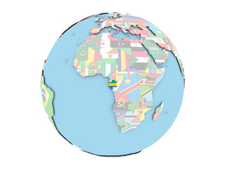 Gabon on globe isolated