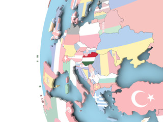 Flag of Hungary on political globe