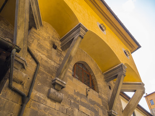 Beautiful Italian style buildings at Ponte Vecchio Bridge in Florence