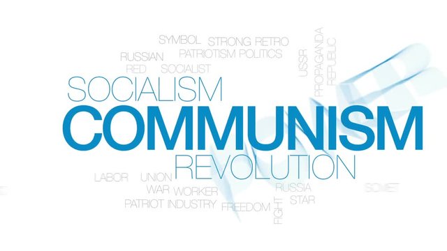 Communism animated word cloud, text design animation. Kinetic typography.