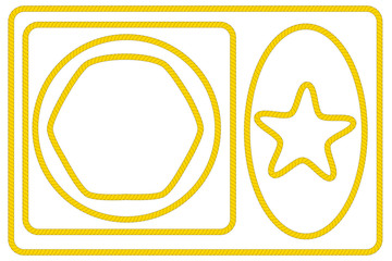 Various Shape : Frame from yellow rope for Your Element Design, Isolated on White 