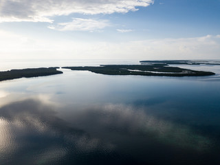 Aerial View of Turneffe Atoll's Calm Lagoon