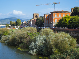 Old buildings at the banks of River Arno in Florence