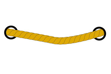 Brown Rope out from hole, Isolated on White