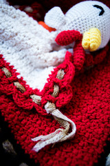 Bright Colored Crochet Rooster baby blanket