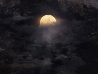 Fototapeta na wymiar Abstract night sky with full moon for halloween background.