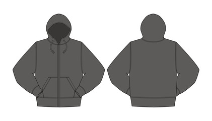 Illustration of hoodie (hooded sweatshirt / front zipper)  © barks