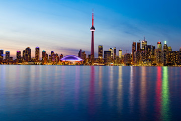 Toronto Downtown Skyline with lights reflection