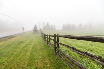 Wooden Fence in the fog