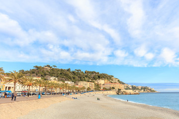 Fototapeta na wymiar View of the beach in Nice