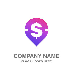 Obraz premium Money Saving Bank Dollar Logo Vector Icon