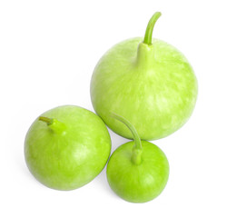 Lagenaria siceraria youg on white background ..