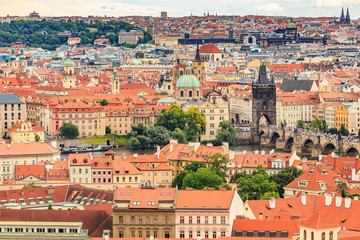 Naklejka na ściany i meble Prague Old Town, Vltava river in Prague, Czech Republic. Architecture and landmark of Prague,