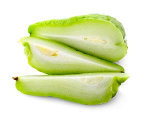 Chayote on white background.