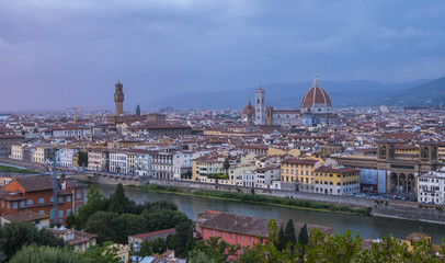 Fototapeta na wymiar Panoramic view over the city of Florence from Michelangelo Square called Piazzale Michelangelo