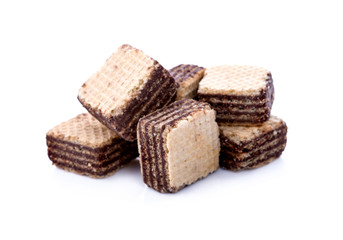 wafer chocolate dessert on white background