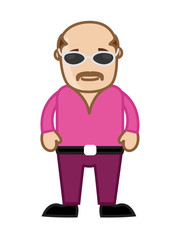 Fashionable Cartoon Bald Man with Sunglasses