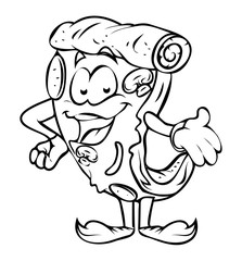 Happy Cartoon Pizza Character Vector Drawing