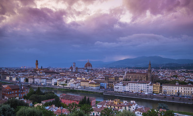 Fototapeta na wymiar The city of Florence in the evening - panoramic view