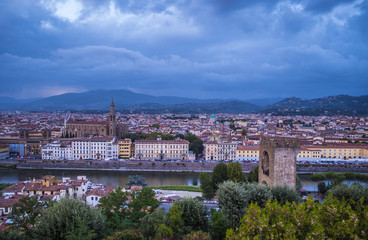 Fototapeta na wymiar The city of Florence in the evening - panoramic view