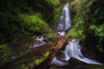 Deep forest waterfall, Pha Ngam Ngon Waterfall in Khun dan prakan chon dam,Nakorn Nayok,Thailand.