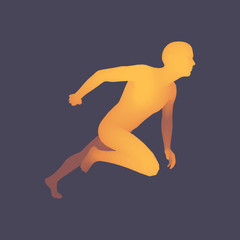 3d Running Man. Design for Sport, Business, Science and Technology. Vector Illustration. Human Body.