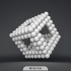 Obraz premium Cube. 3d spheres composition. Concept for science, education and network. Futuristic technology style. Vector illustration.